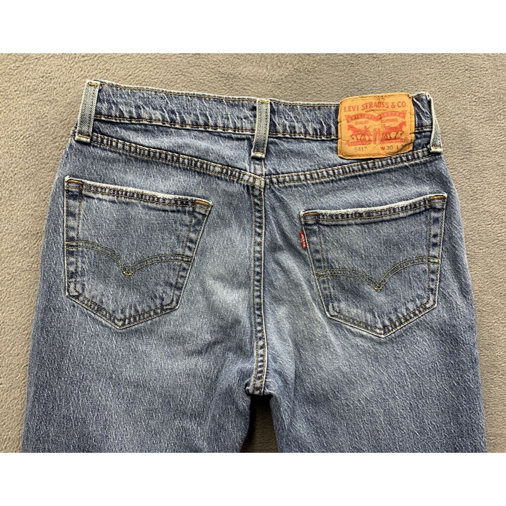 Levi's 541 Denim Jeans Men's Athletic Taper Blue Distressed Broken In Size 30X30 - Picture 8 of 16